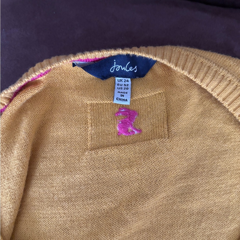 Joules Mustard Yellow Sweater with Dog Design - Picture 11 of 12